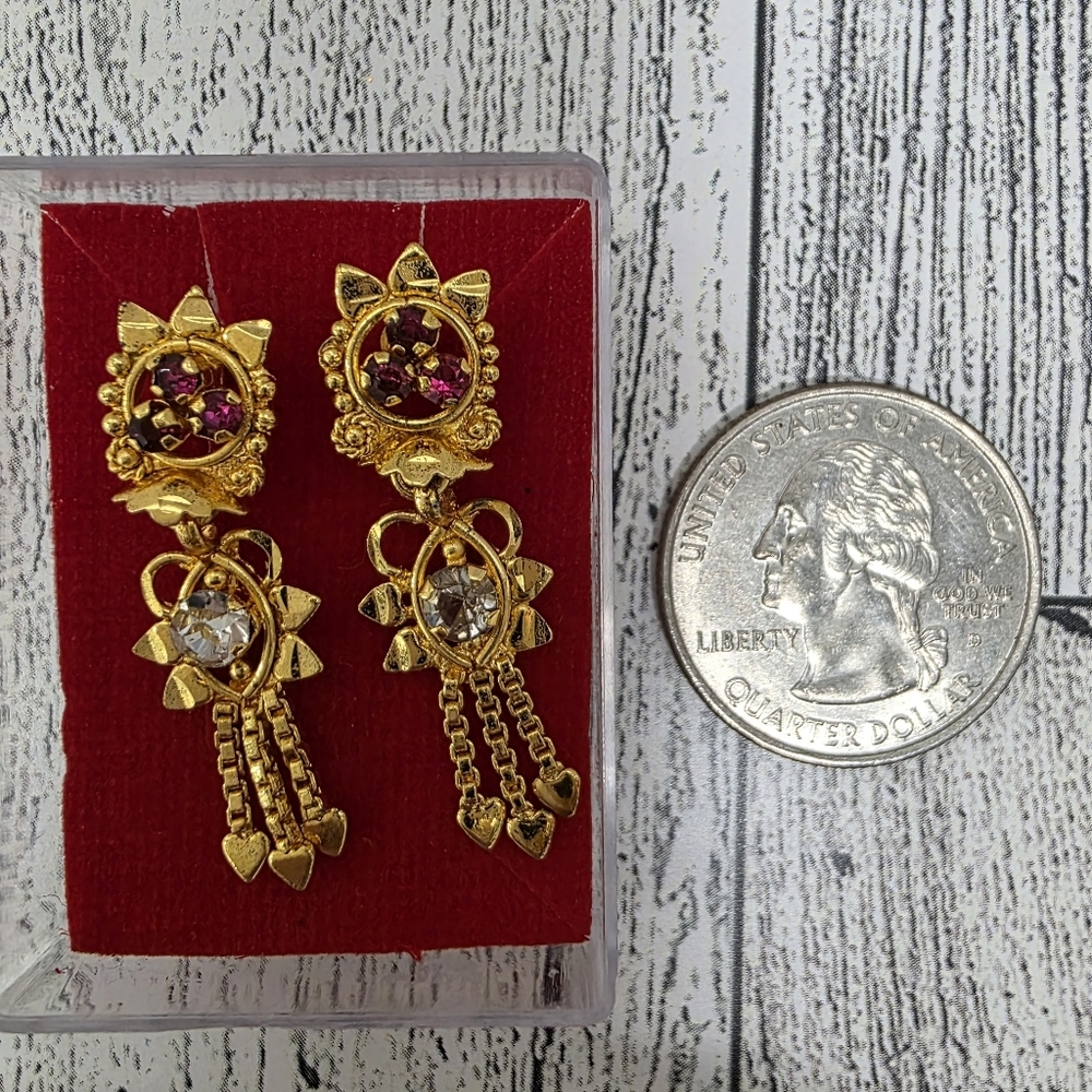 Bhoomi Elegant Gold and Purple Dangle Earrings